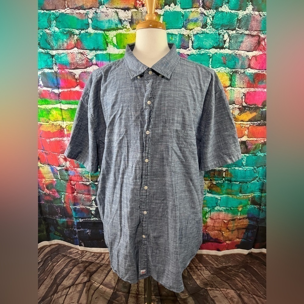 𝅺vineyard Vines Classic Fit Murray Shirt Size 4XB Short Sleeve Blue